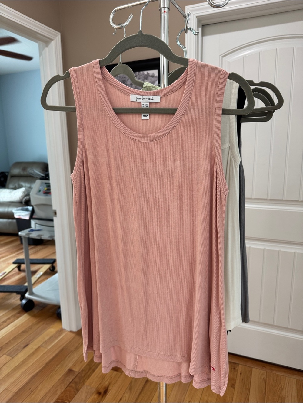 Peace Love World Dusty Rose Sleeveless Scoop Neck Tank